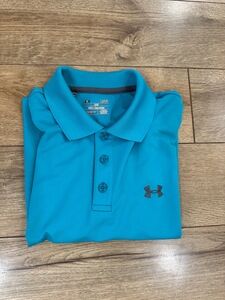 Under Armour Polo Shirt Mens Large Bluish Green Collared Short Sleeve Performanc